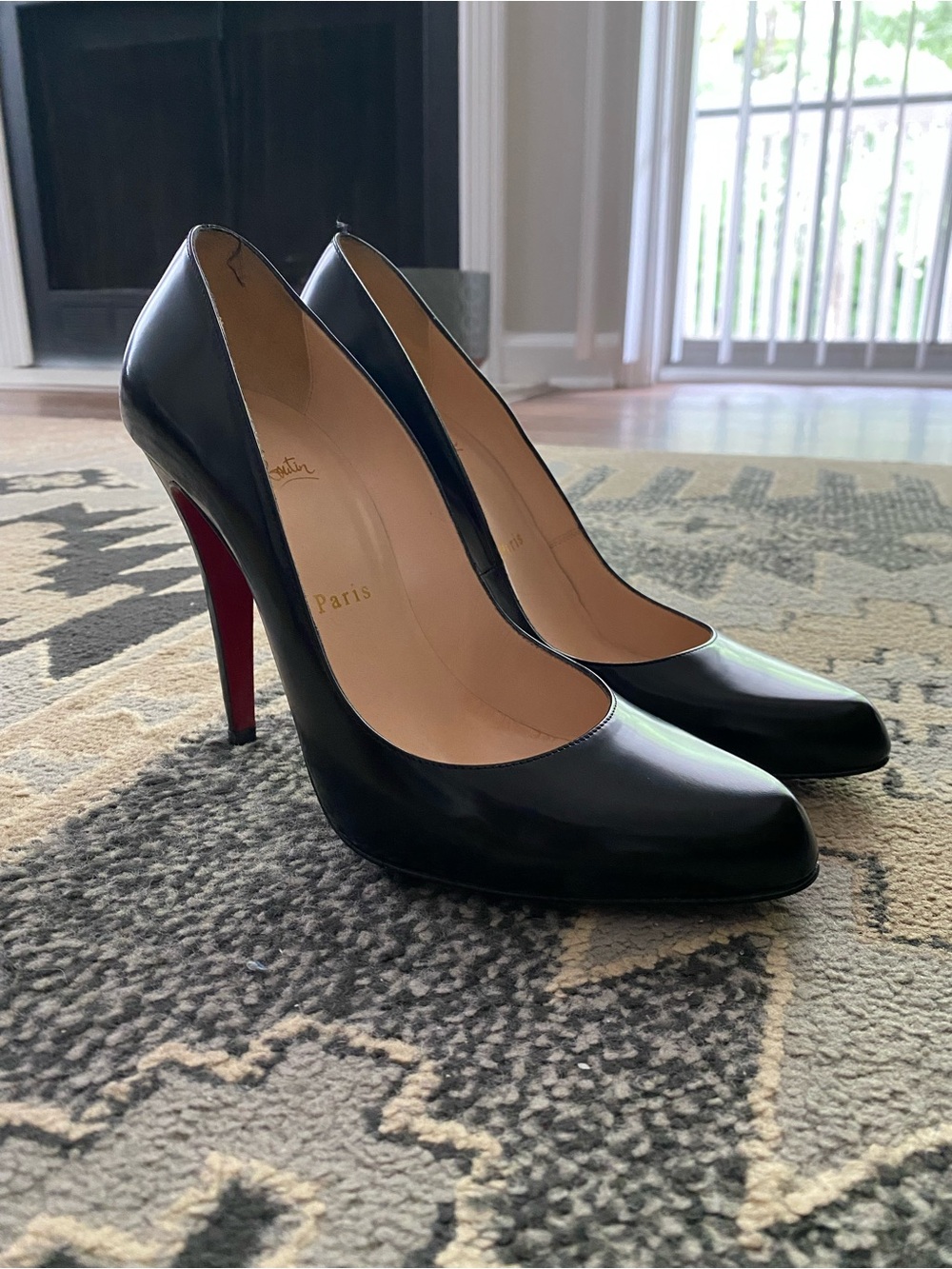 Christian Louboutin Black Patent Pointed-Toe Pumps